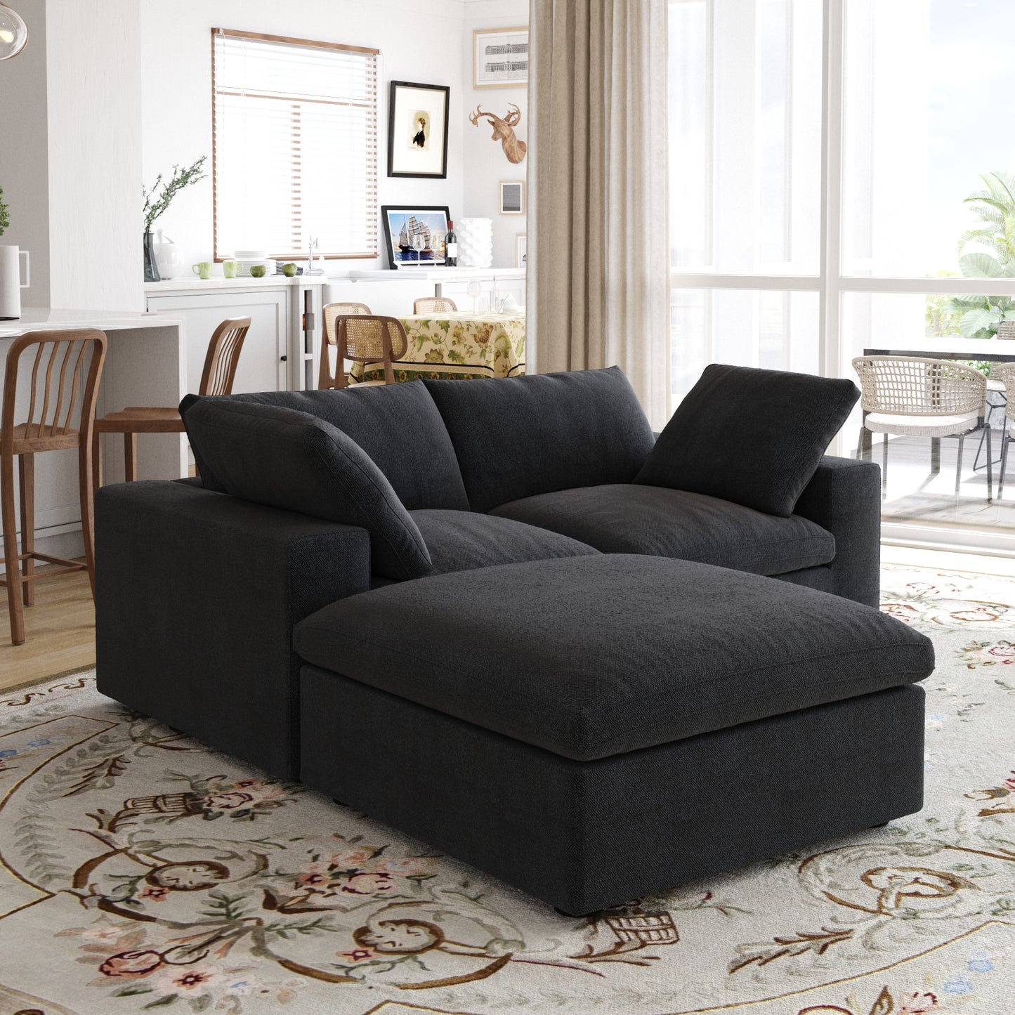 80" Modular Cloud Sofa with Storage Ottoman