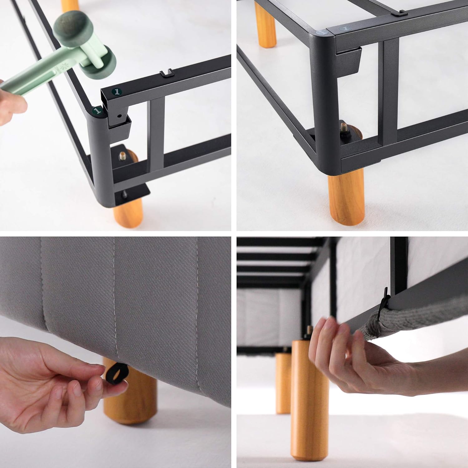 ZINUS GOOD DESIGN Award Winner Justina Metal Mattress Foundation, 16 Inch Platform Bed, No Box Spring Needed, Grey,King