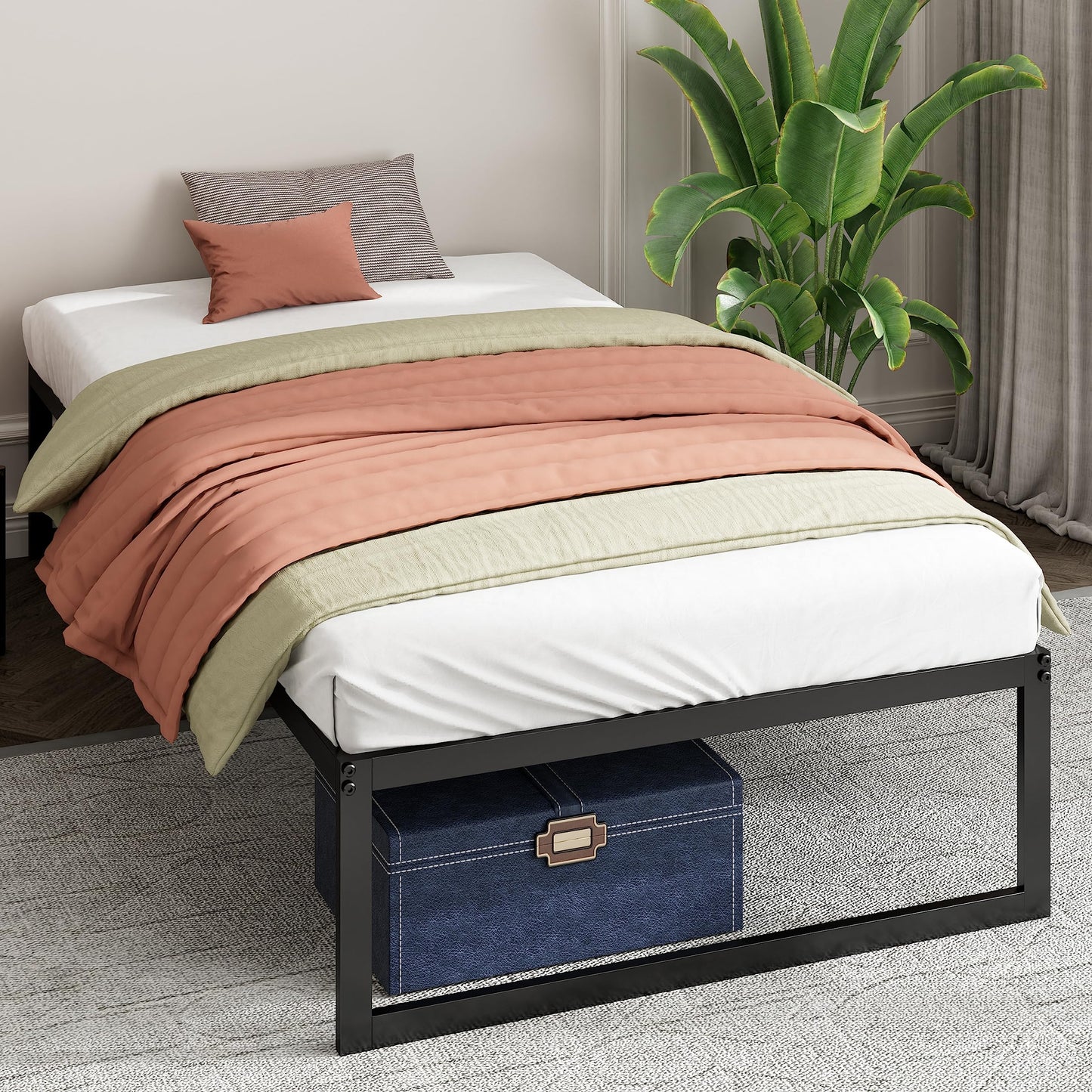 ZINUS Abel Metal Platform Bed Frame, Mattress Foundation with Steel Slat Support, No Box Spring Needed, Easy Assembly, King