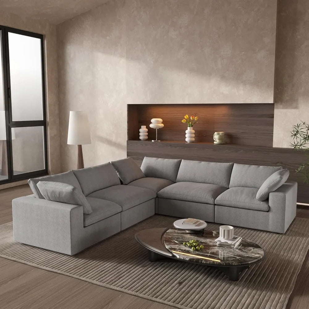 5 Piece L Shape Cloud Sectional