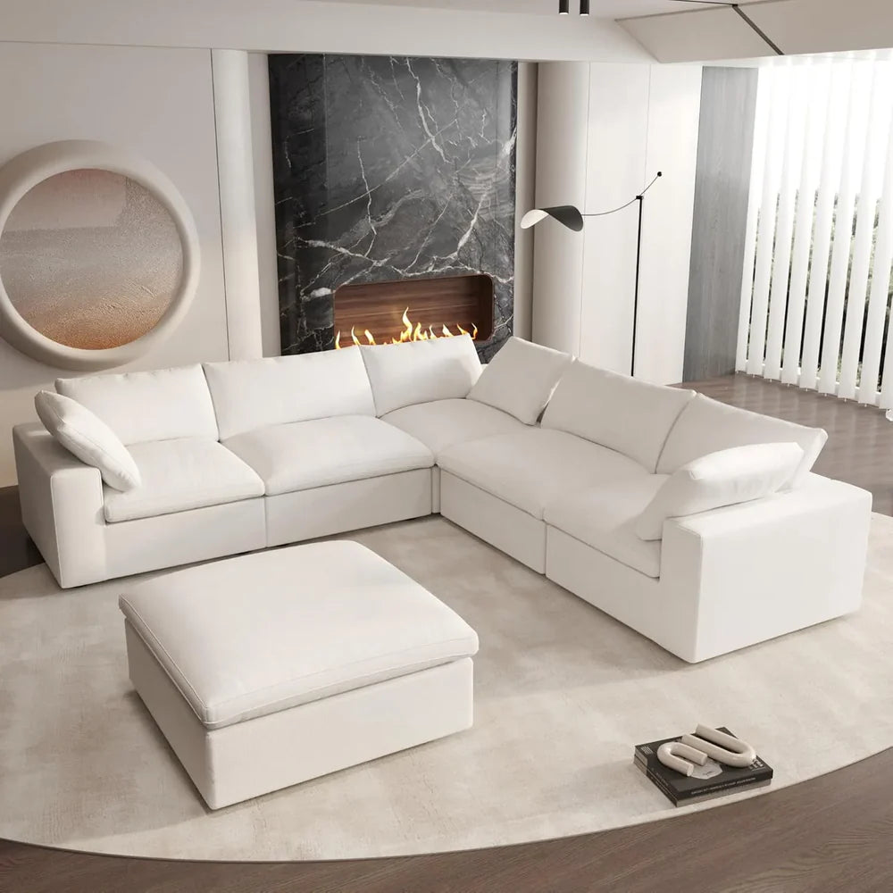 Six Piece Corner Sectional & Storage Ottoman