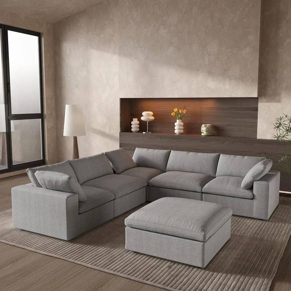 Six Piece Corner Sectional & Storage Ottoman