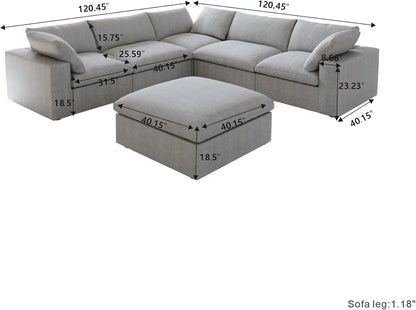 Six Piece Corner Sectional & Storage Ottoman