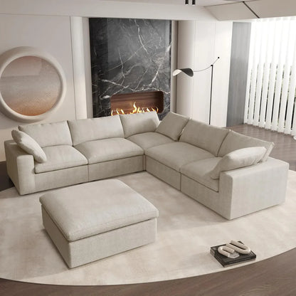 Six Piece Corner Sectional & Storage Ottoman