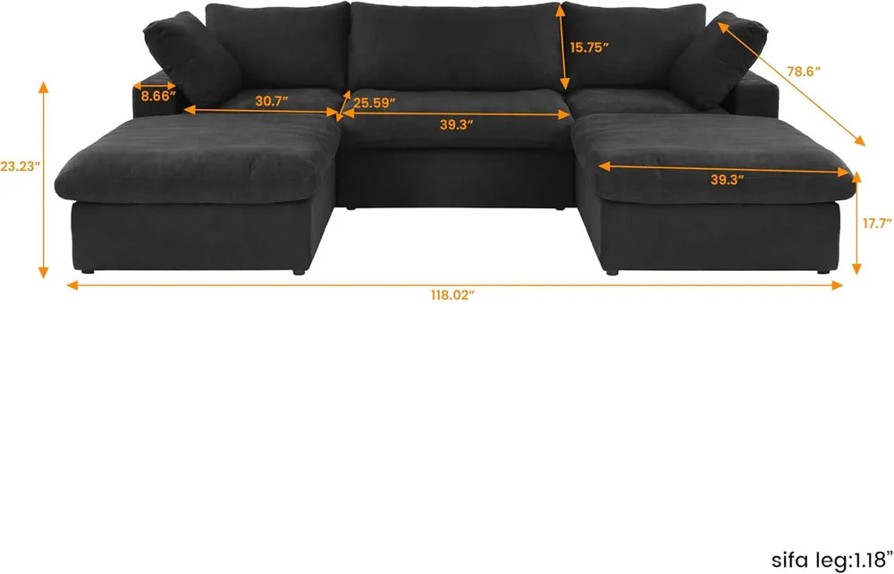 5 Piece U Shape Sectional