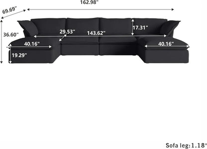 U Shape 6 Piece Modular Sectional