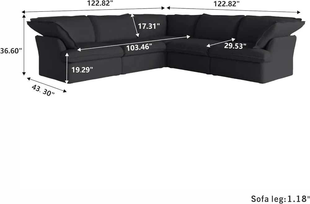 L-Shape 5 Piece Modular Sectional