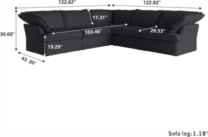 L-Shape 5 Piece Modular Sectional