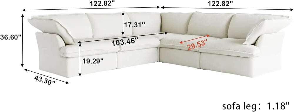 L-Shape 5 Piece Modular Sectional